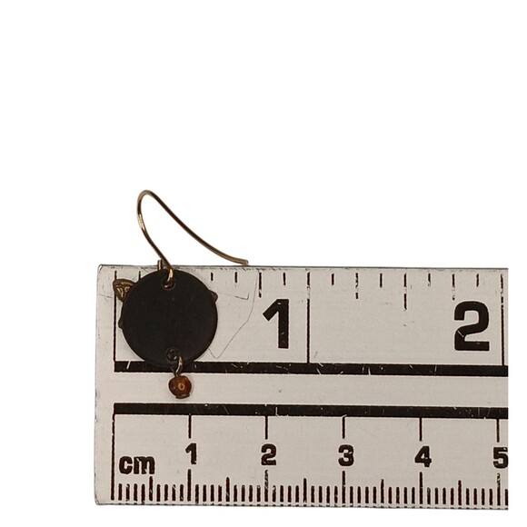 Goldtone Dragonfly Earrings On Black Disc Pierced Dangle Lightweight 1/4 Inch - Picture 4 of 7